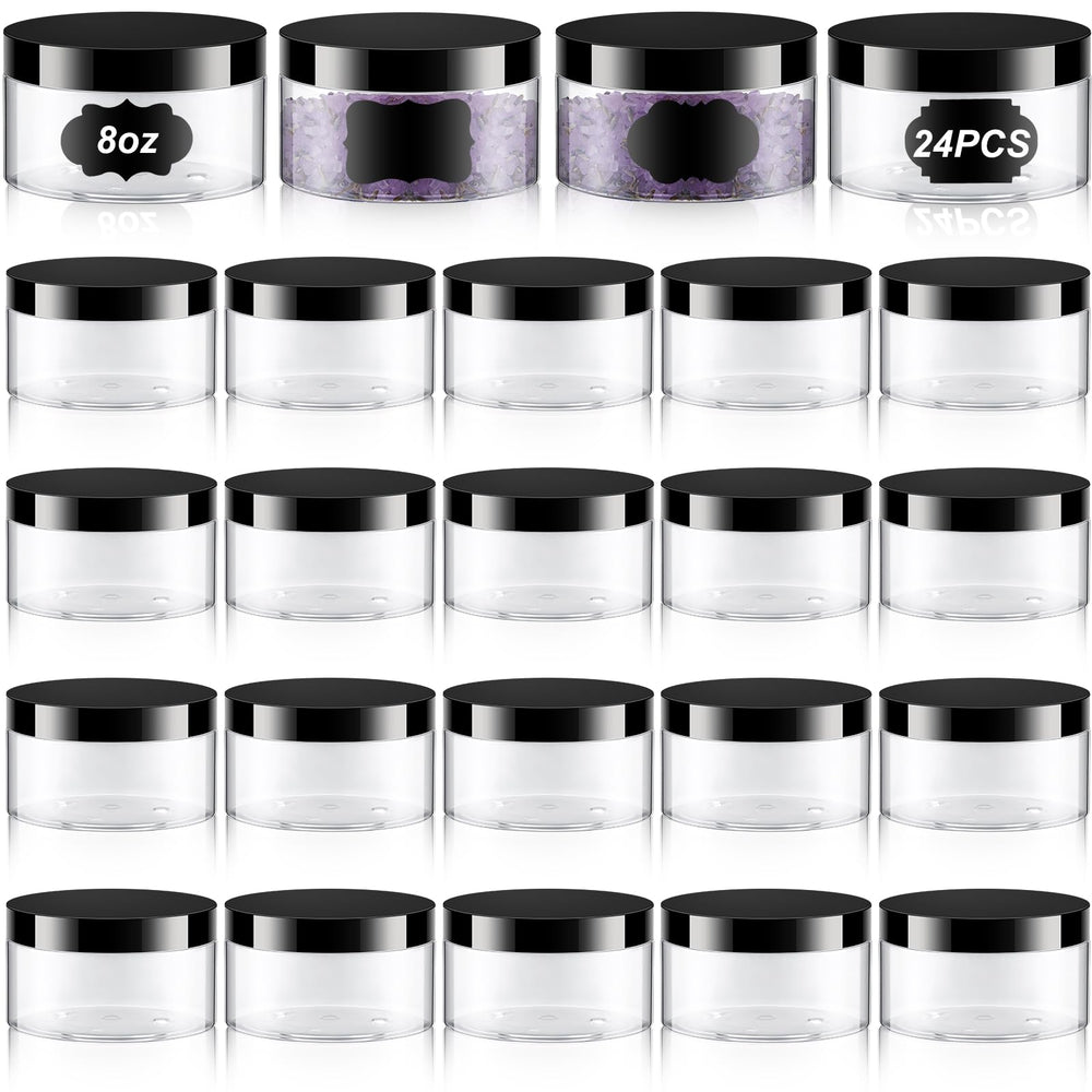 Dandat pot-transparent 8oz avec étiquettes et couvercle, idéal pour l'organisation en voyage.
