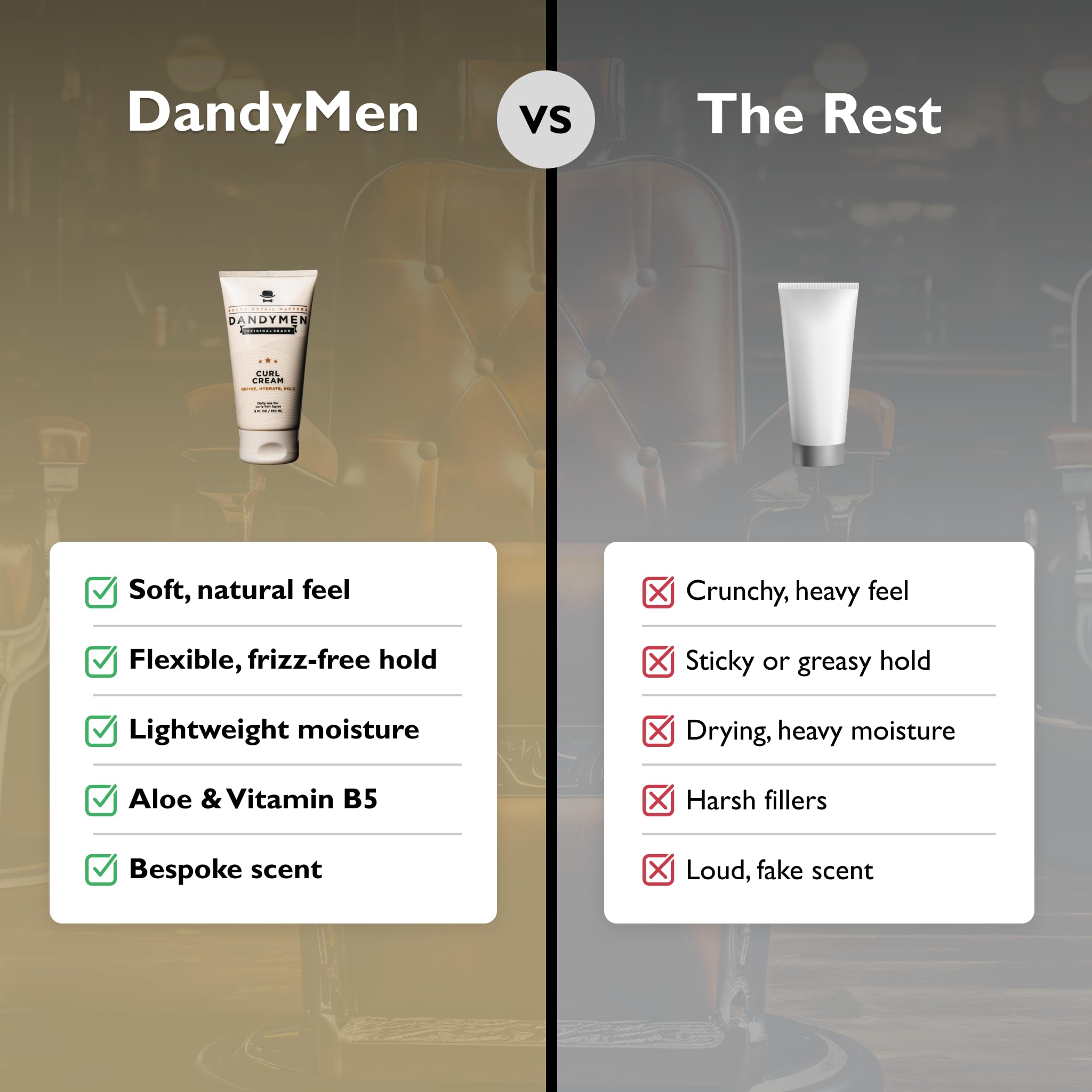 DandyMen Curl Cream: texture anti-frizz prête à maîtriser les frisottis.