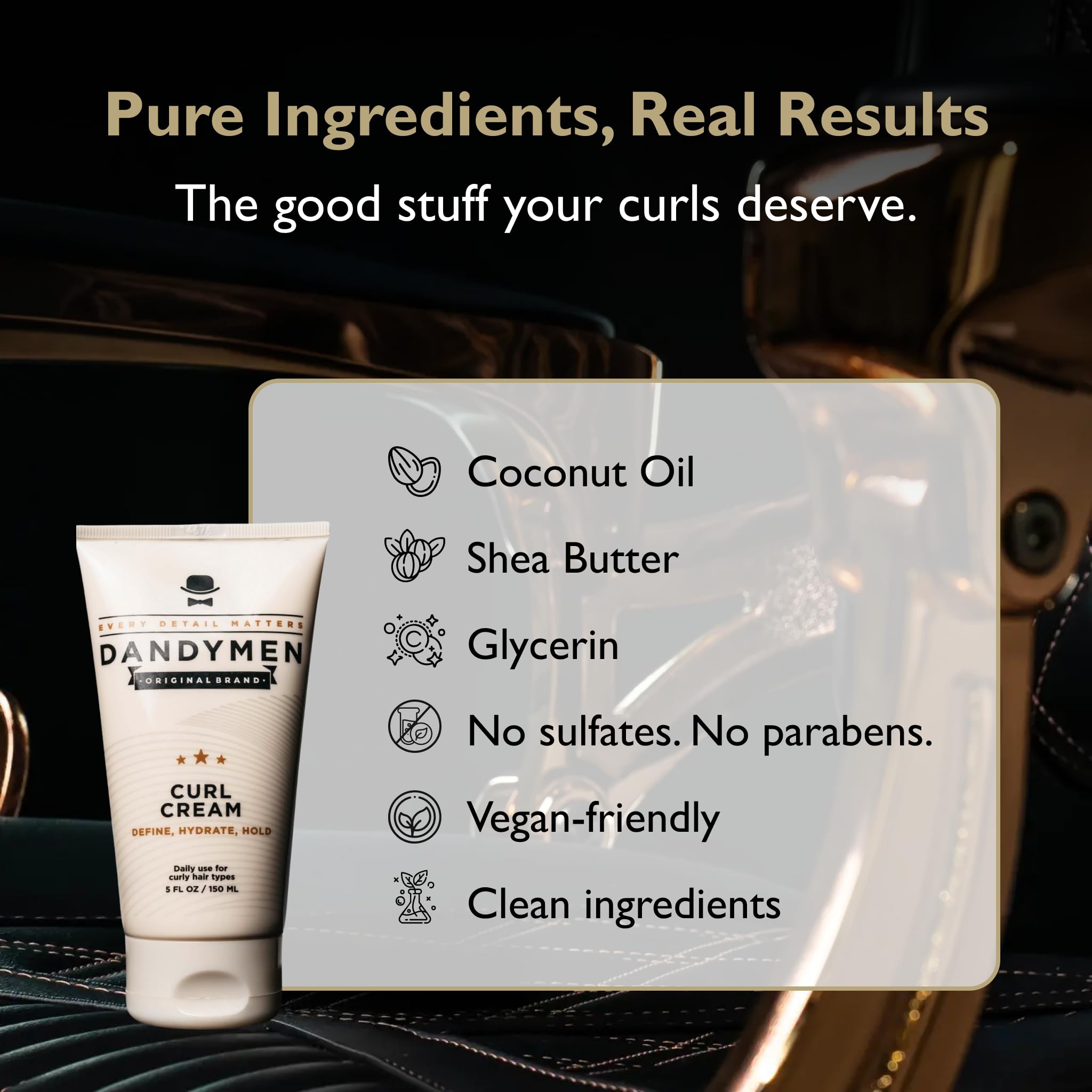 DandyMen Curl Cream sur l'application: cheveux humides, diffusion uniforme.