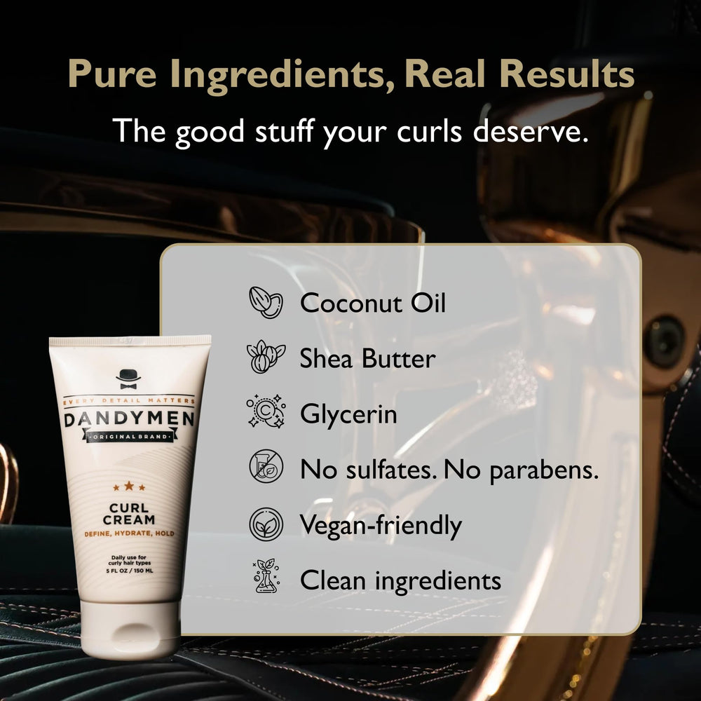 DandyMen Curl Cream sur l'application: cheveux humides, diffusion uniforme.
