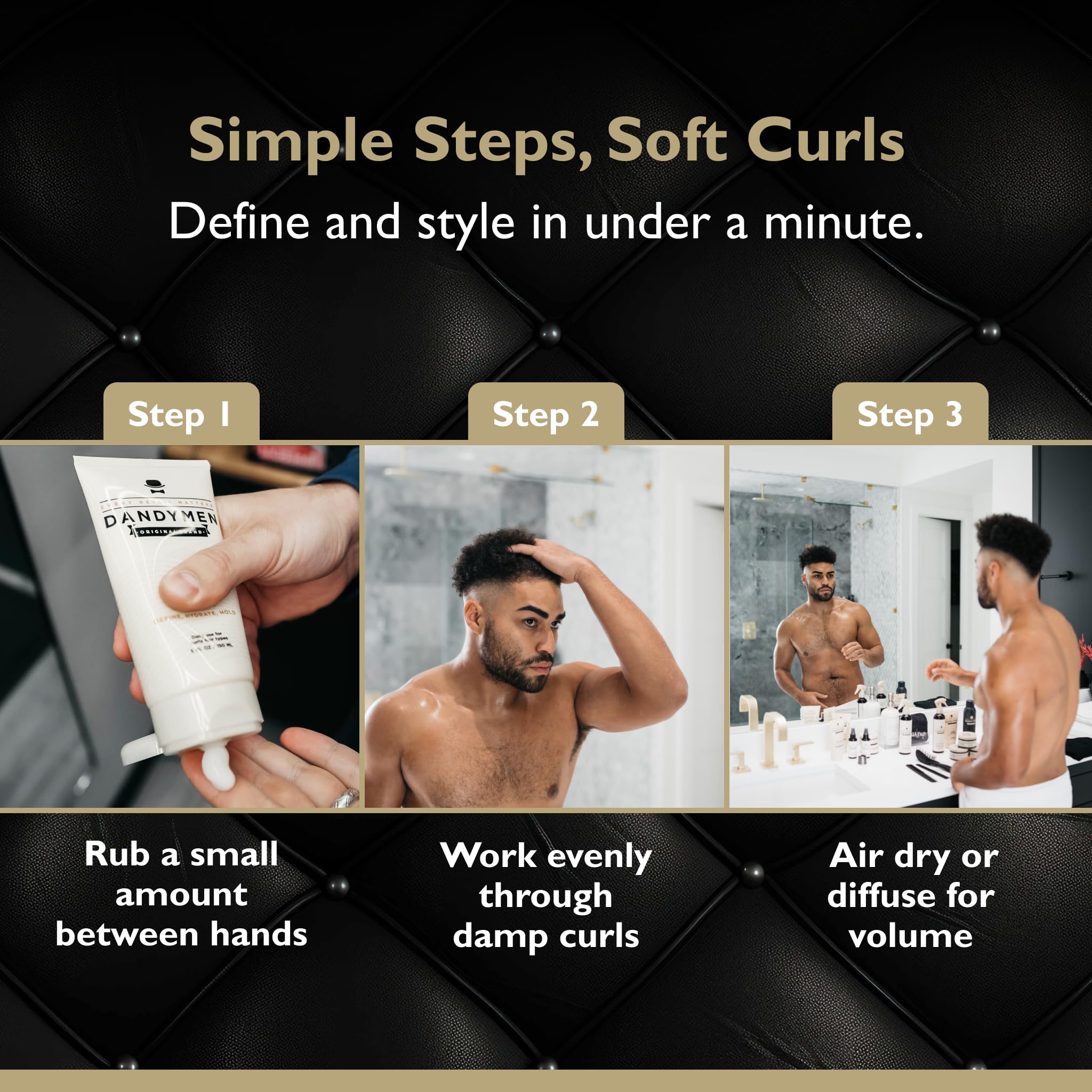 DandyMen Curl Cream: mouvement naturel des boucles après séchage.