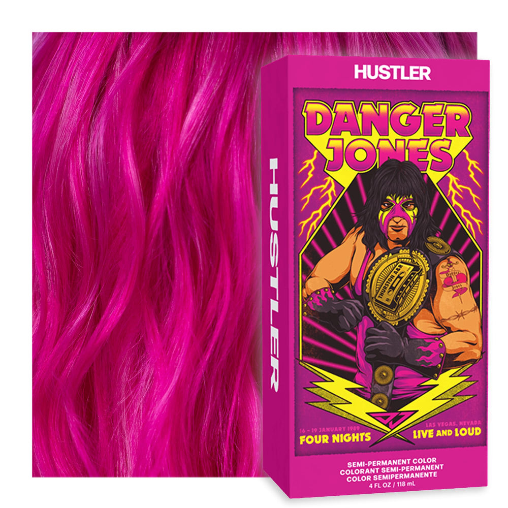 Danger Jones Hustler Pink – bouteille de coloration semi-permanente, couleur vive.