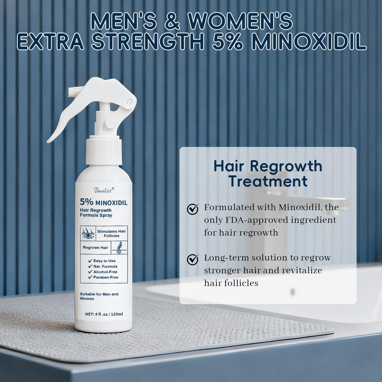 Cheveux fins avant et après l’utilisation de Danliss Minoxidil.