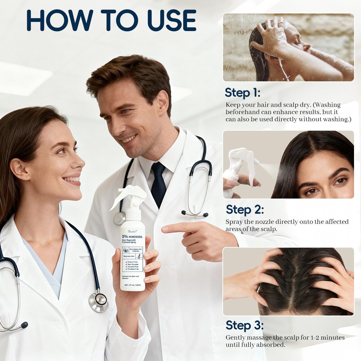Emballage Danliss Minoxidil, packaging clair et pratique.