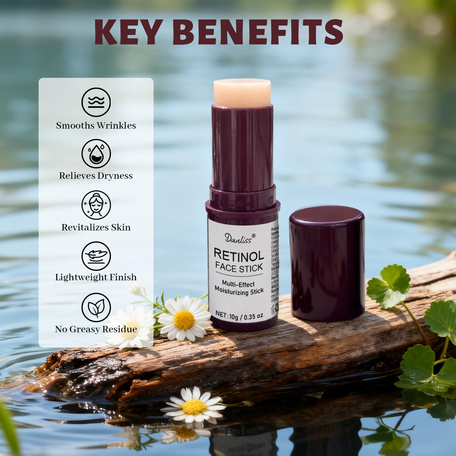 Danliss Retinol Stick Cou Lift – tonifie la peau du cou et de la ligne mandibulaire.