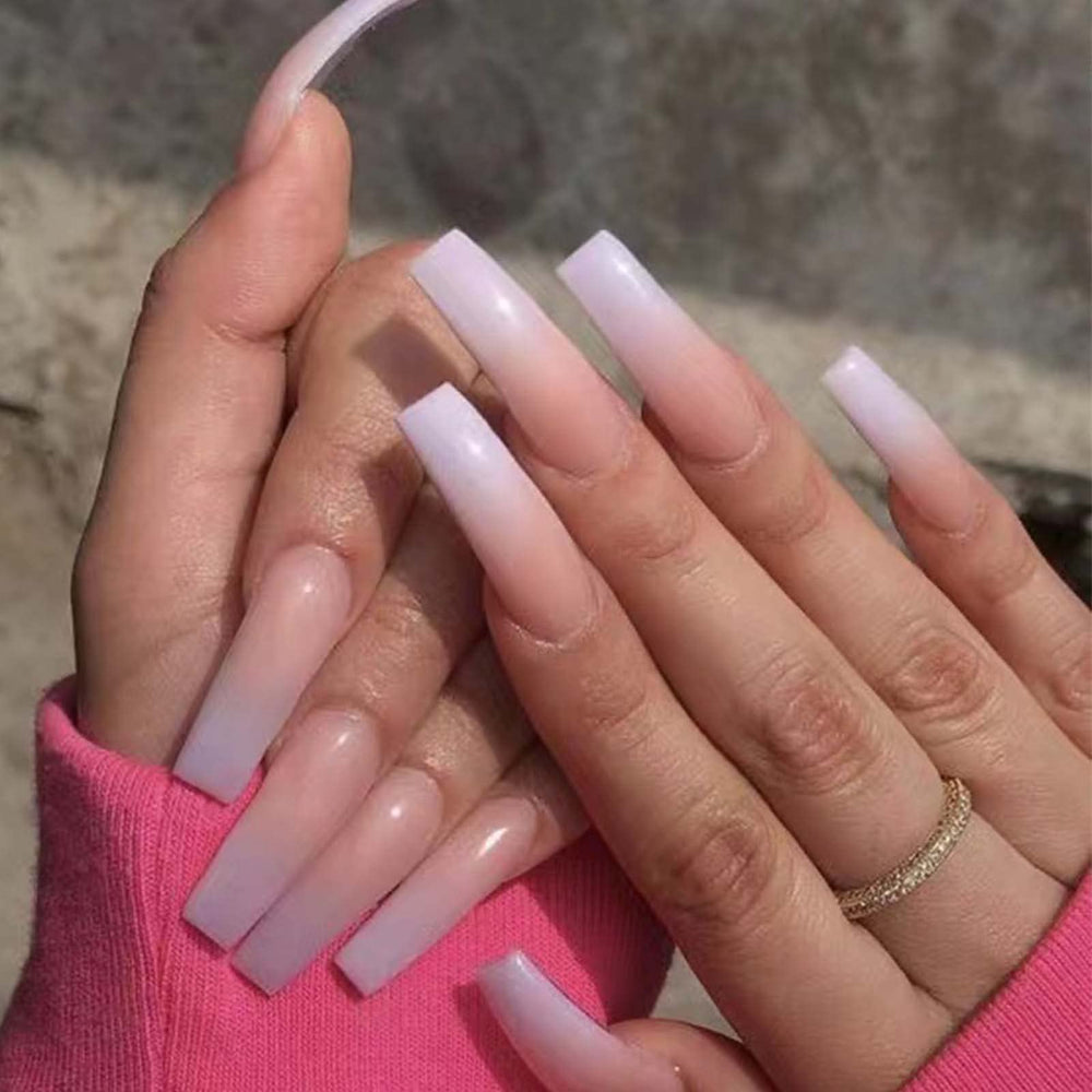 Ongles DANMANR press-on carrés nude pour un rendu naturel et durable