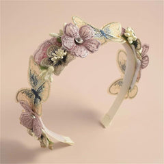 DANRENPANG bandeau fleurs papillon rose, idéal pour un look romantique lors d'un mariage.
