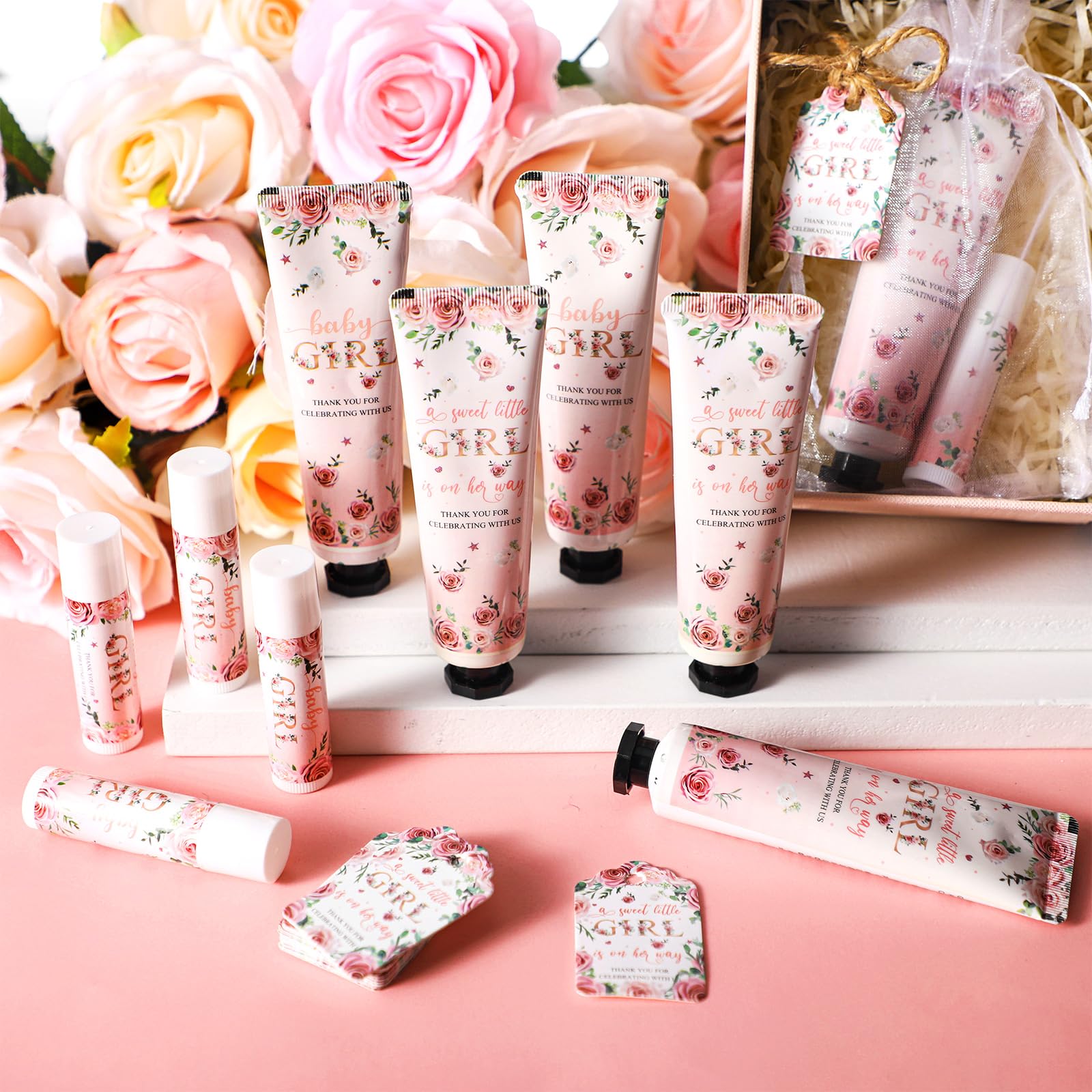 Baume à lèvres Dansib au motif rose fleur, soin hydratant rapide.