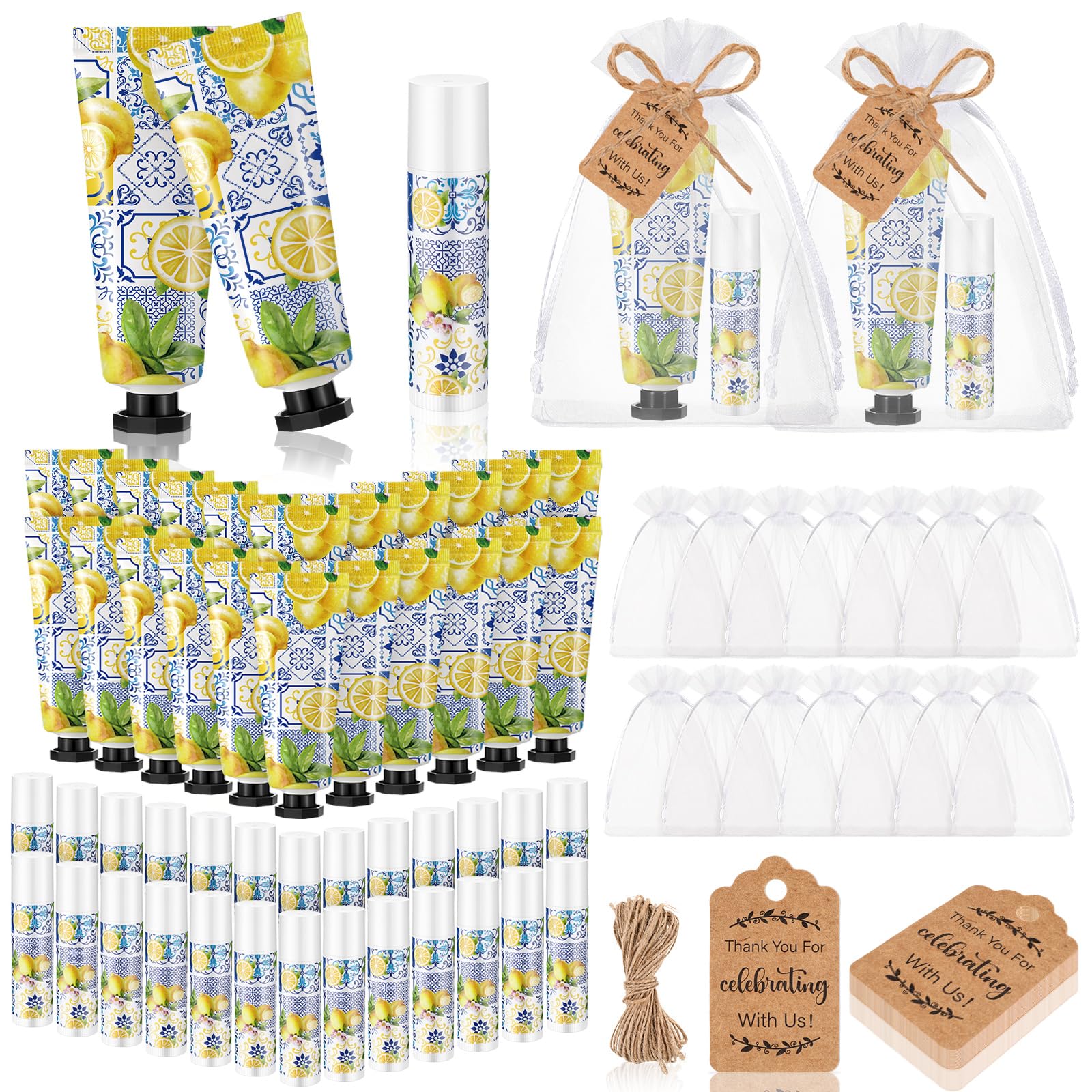 Dansib ensemble 24 crèmes mains citron, idéal pour offrir à une fête bébé ou mariage