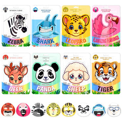 Dansib masques visage animaux – ensemble coloré prêt pour spa à domicile.