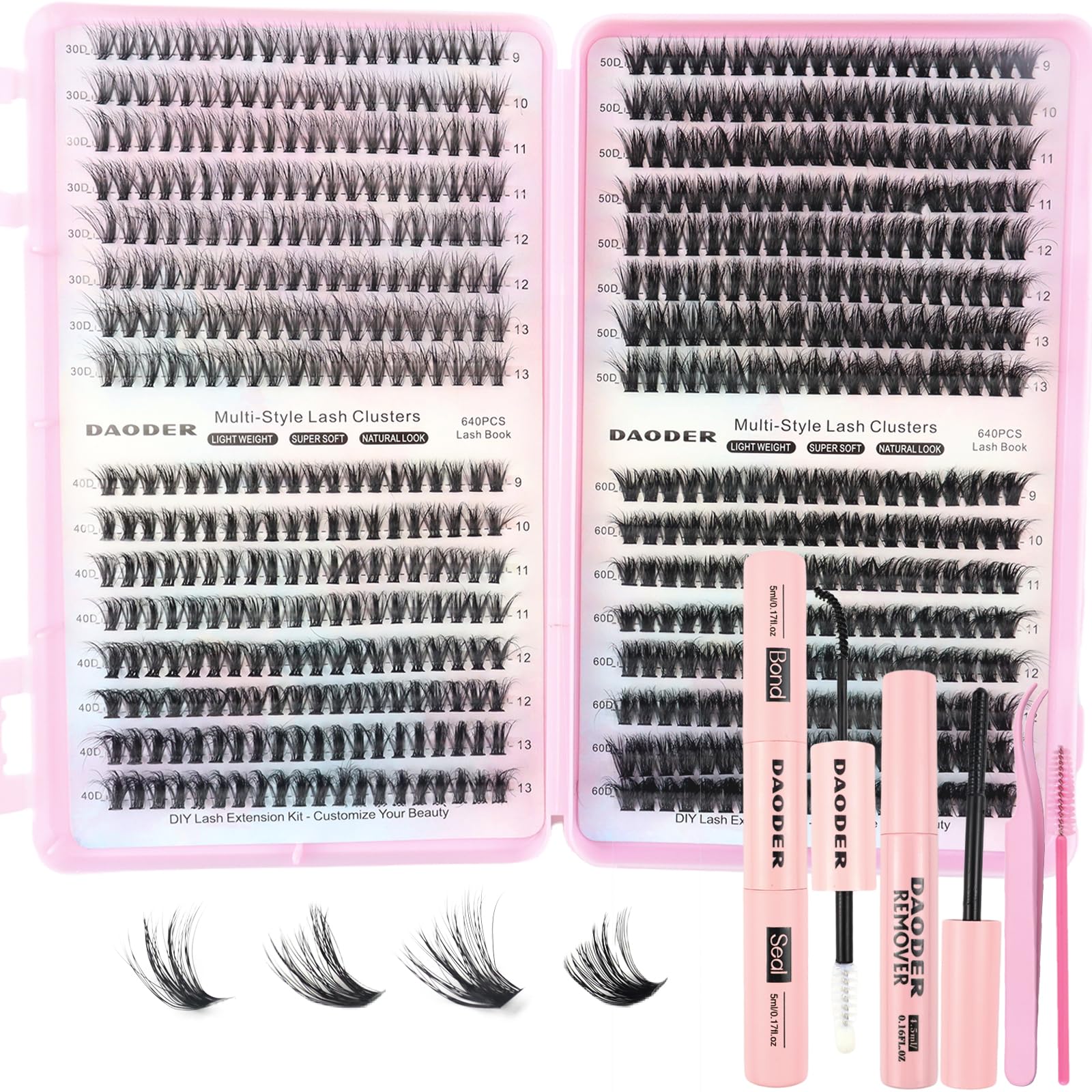 DAODER kit extensions cils effilés 640 pièces pour un regard naturel