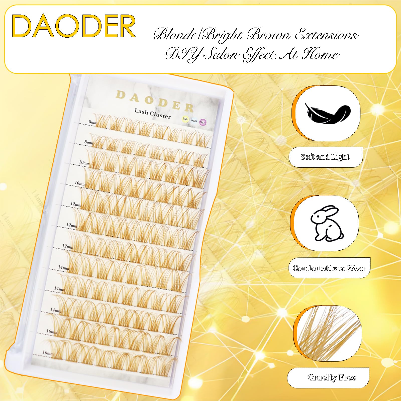 DAODER grappes cils bruns 007 étape d’application facile chez soi.