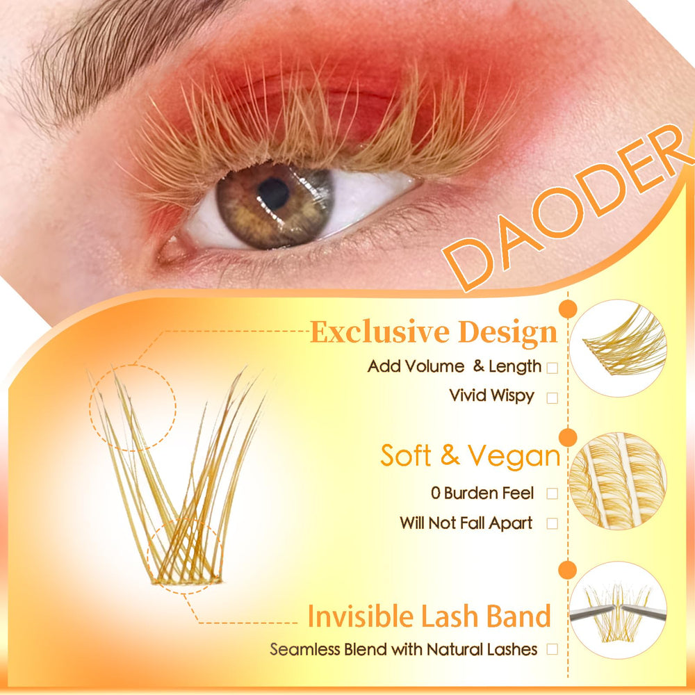 DAODER grappes cils bruns 007 bande transparente invisible.
