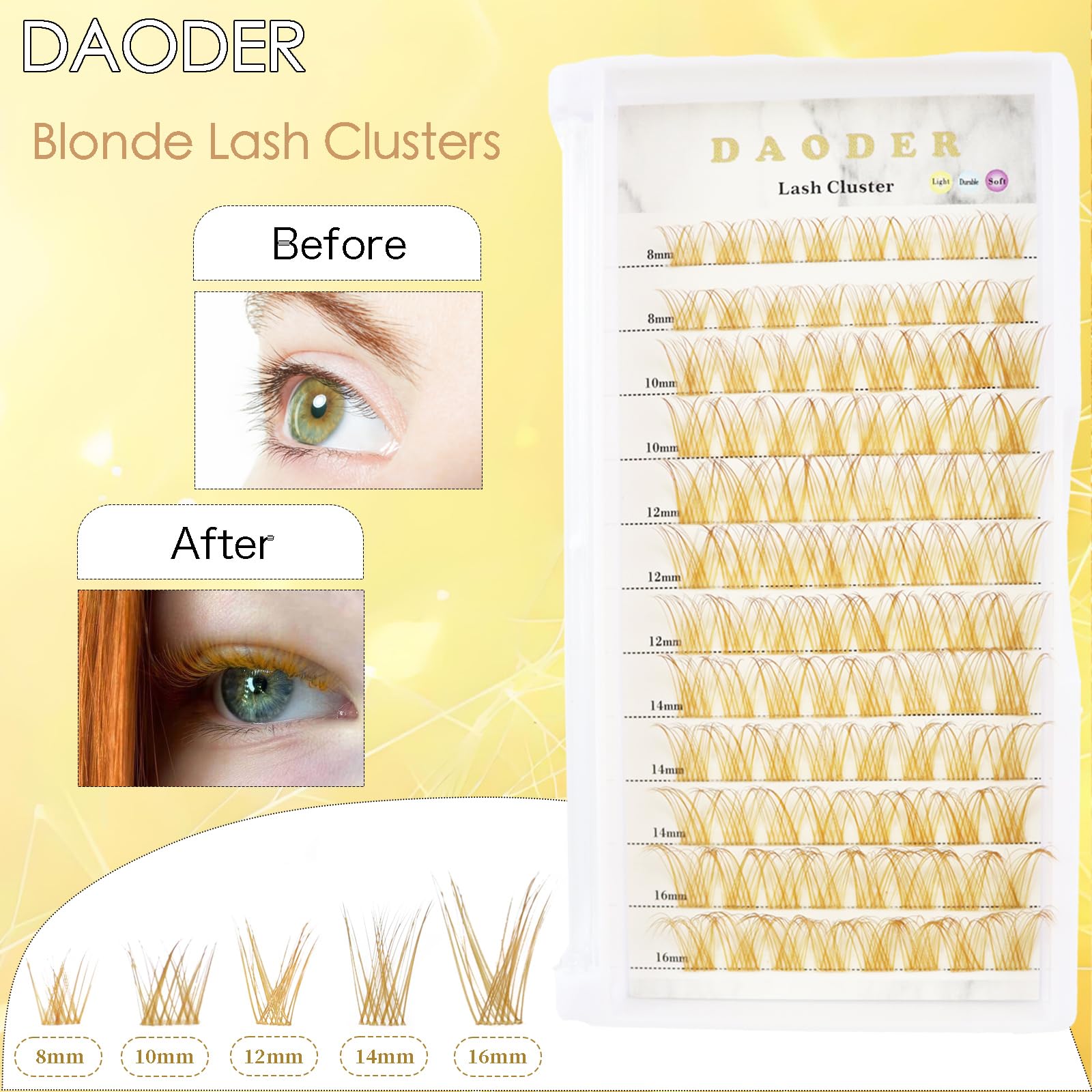 DAODER grappes cils bruns 007 gros plan sur les cils individuels.