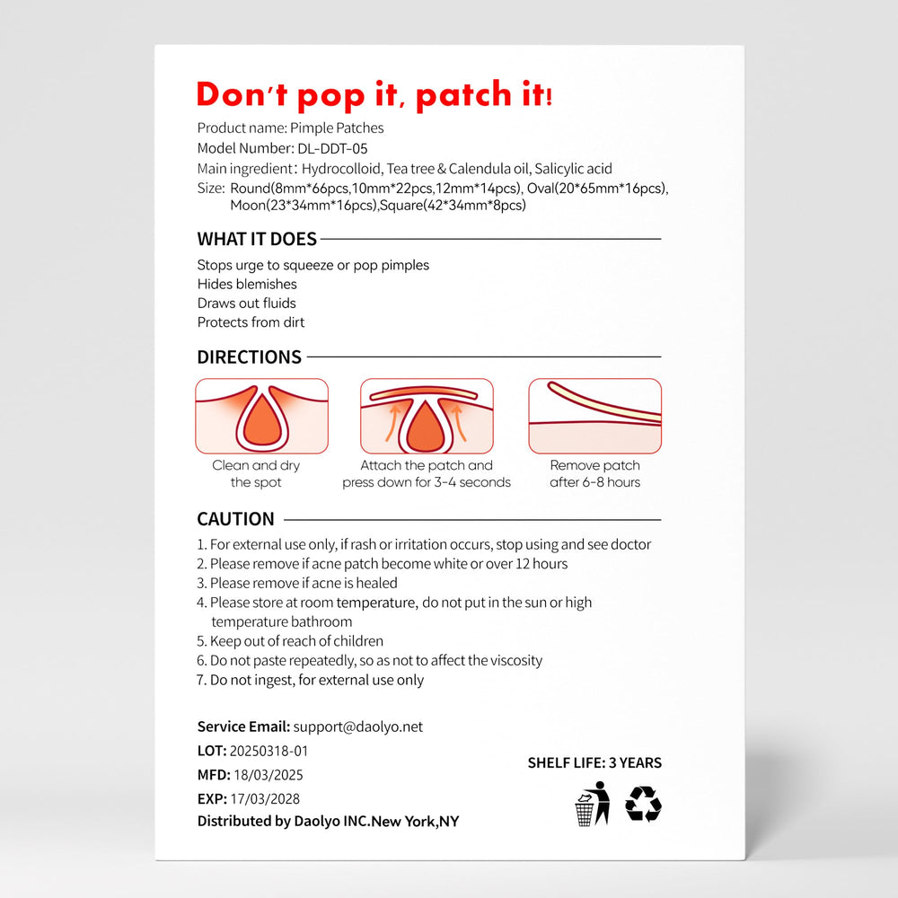 Patch Daolyo facile à utiliser, application rapide et retrait sans irritation.