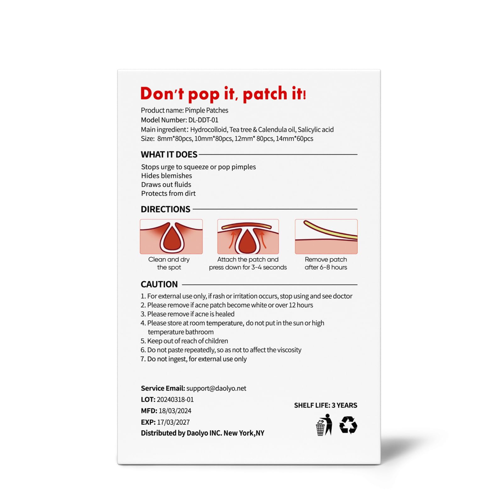 Patch Daolyo acné — routine nocturne douce.