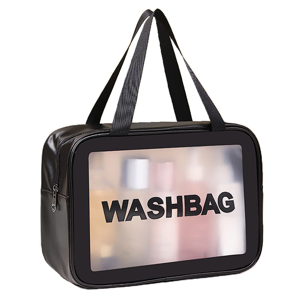 DAPOWER sac de toilettes noir avec anse pratique pour le voyage.