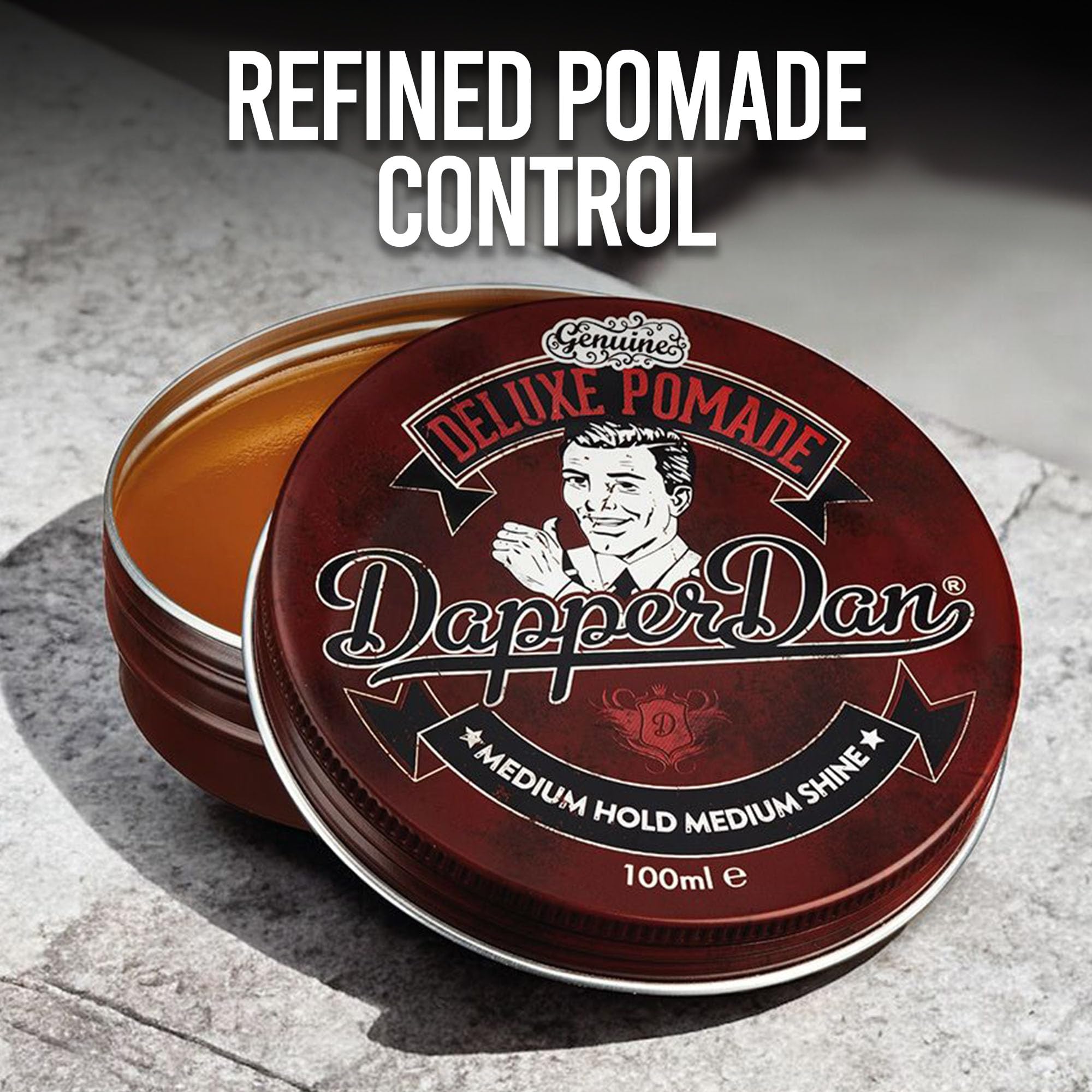 Pommade Deluxe Dapper Dan, base à eau facilitant le rinçage.