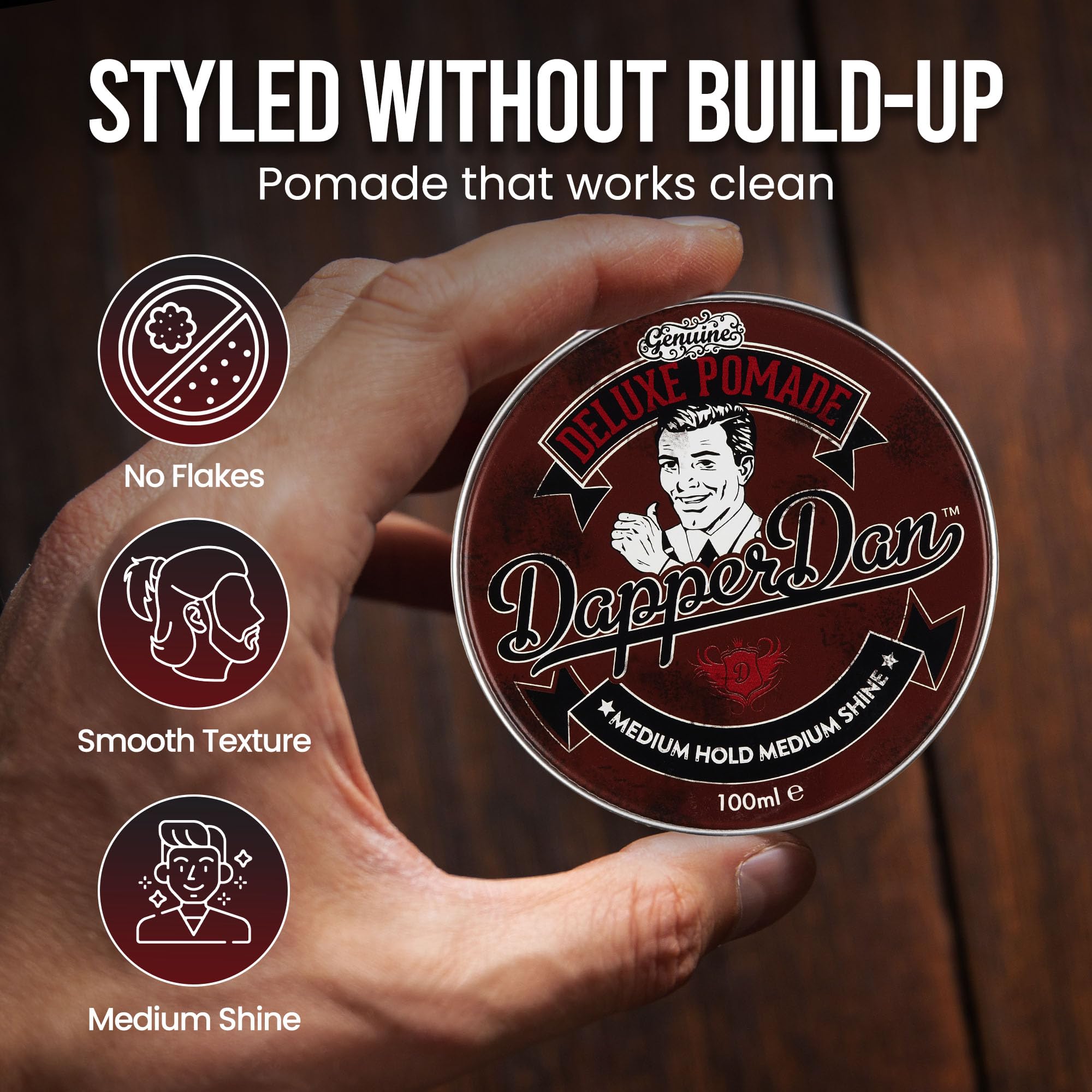 Deluxe Pommade Dapper Dan, brillance moyenne pour un fini naturel et professionnel.
