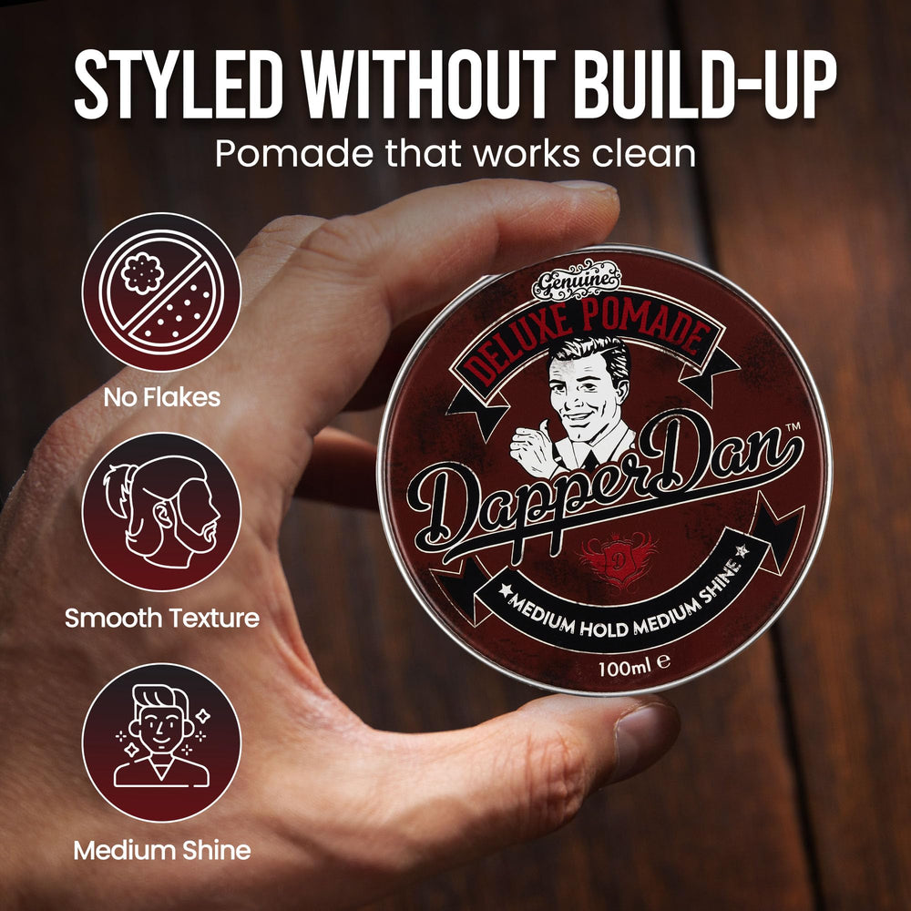 Deluxe Pommade Dapper Dan, brillance moyenne pour un fini naturel et professionnel.
