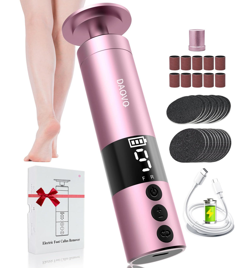 DAQVQ enlève-callosités pieds avec rotation 360 pour peau plus lisse.