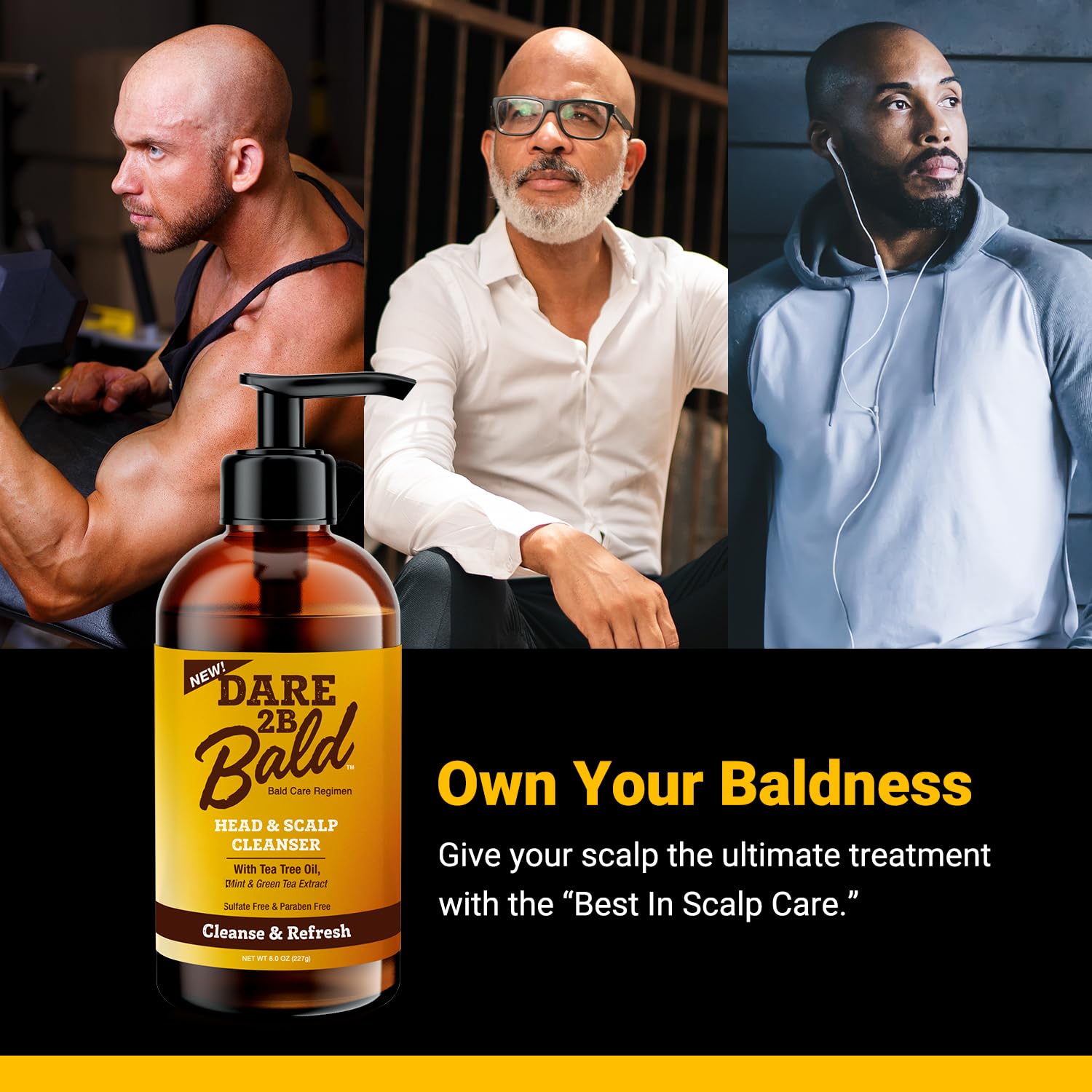 DARE TO BE BALD – Gel nettoyant quotidien pour cuir chevelu sensible et sec.