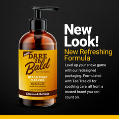 DARE TO BE BALD – Flacon près du visage, routine masculine douce et efficace.
