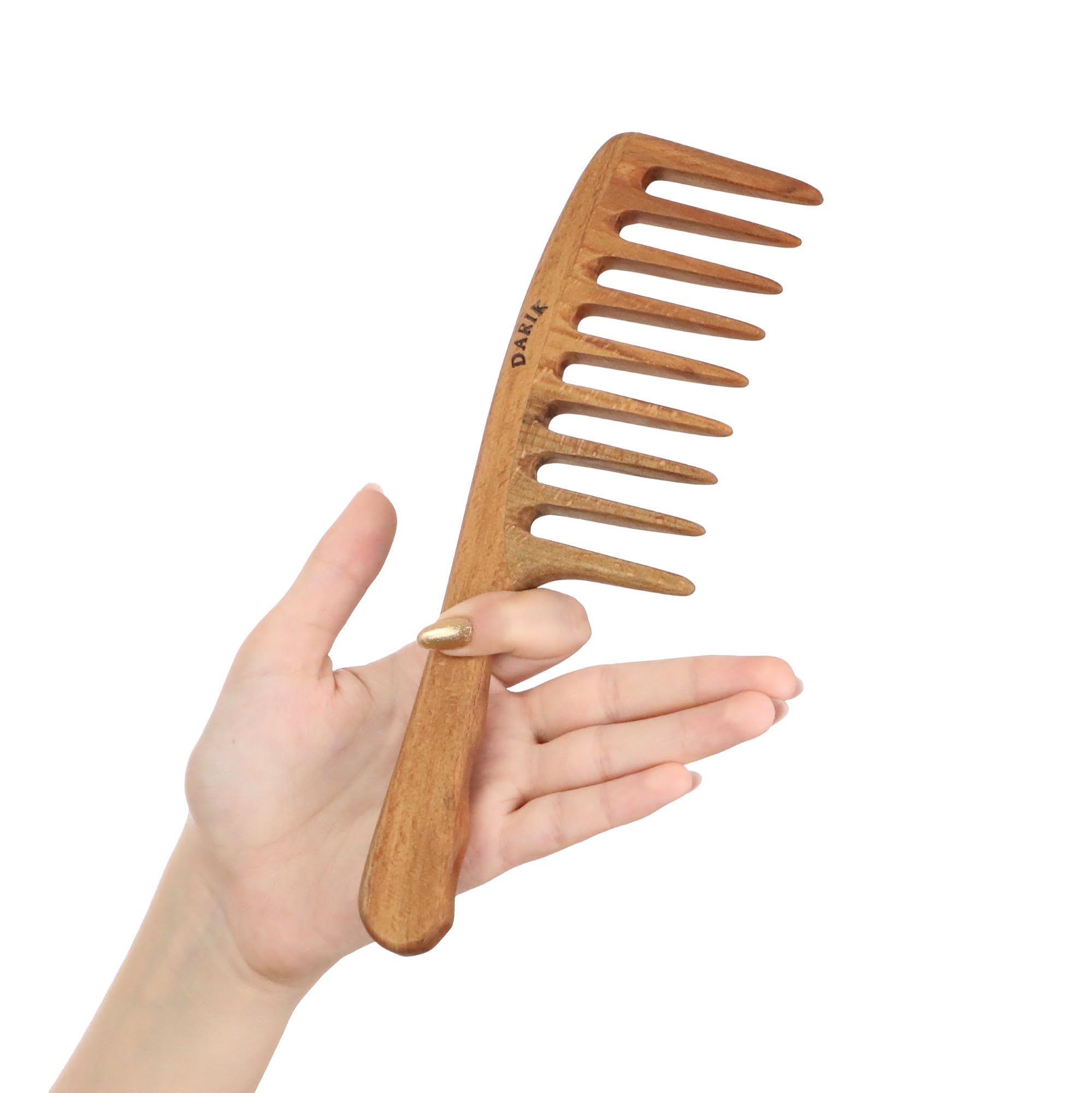 Darık Profesyonel Ahşap peigne bois-dents-larges ensemble, démêlage en douceur.