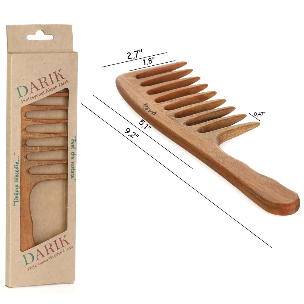 Darık Profesyonel Ahşap peigne bois-dents-larges adapté cheveux bouclés et texturés.