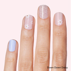 Dashing Diva bande gel brillant : effet gel brillant sur ongles propres.