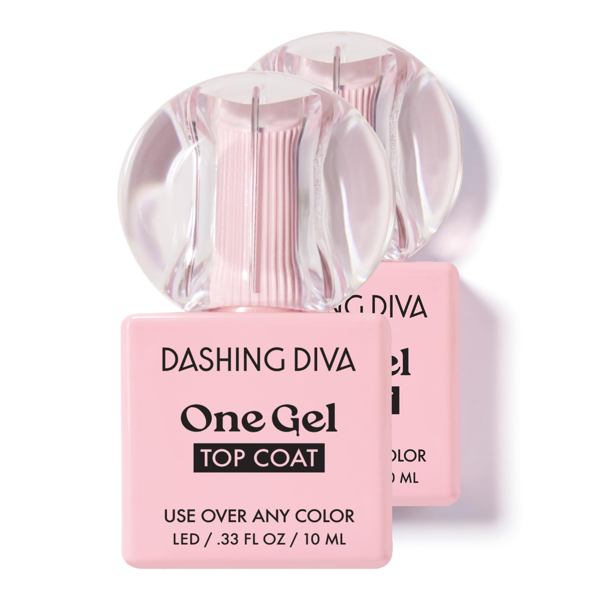 Dashing Diva One Gel Top Coat : couche supérieure gel en flacon pour brillance durable.
