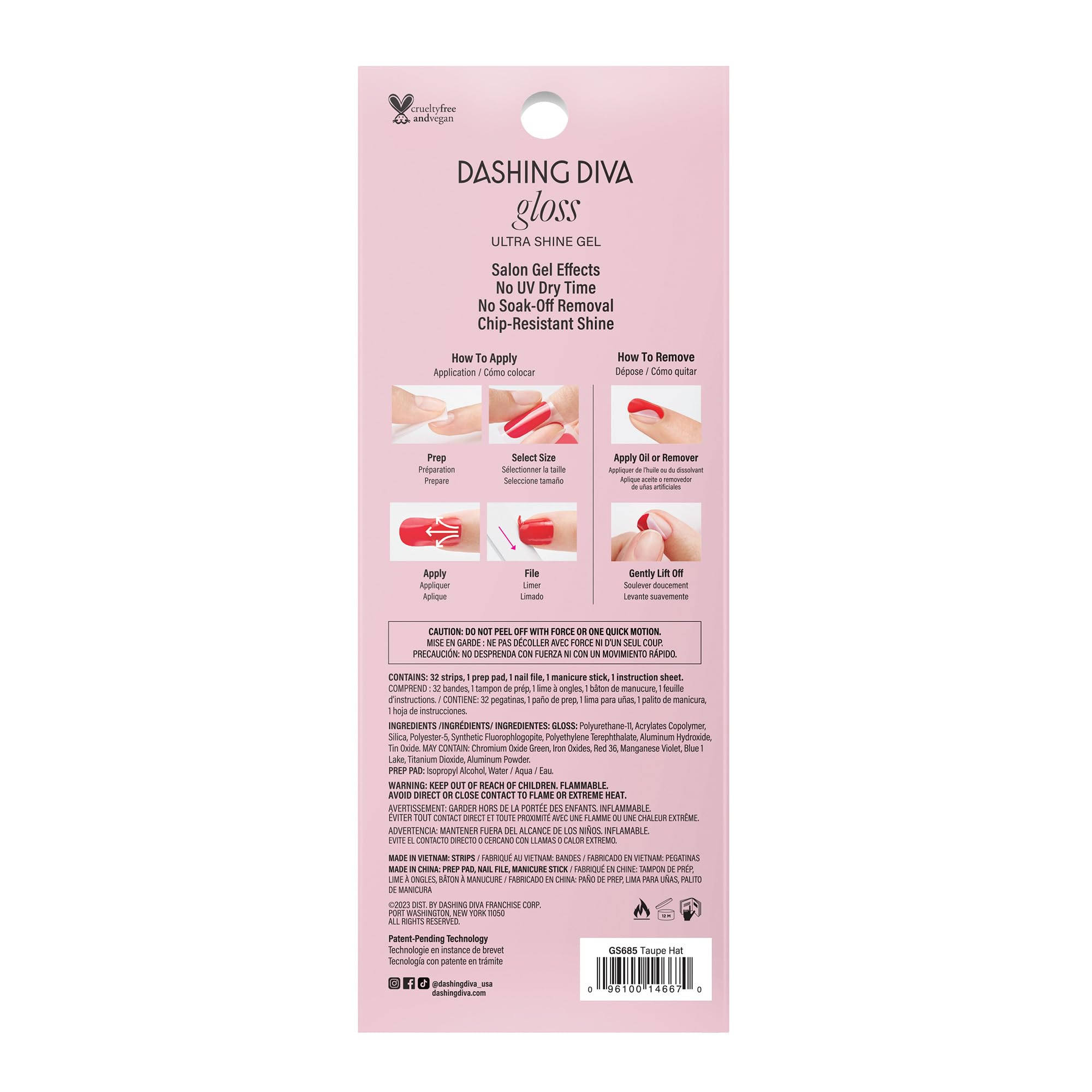 Dashing Diva Going Platinum - emballage montrant les 32 bandes et accessoires