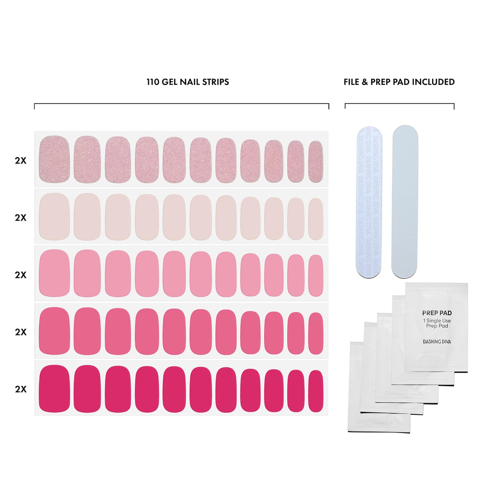 Dashing Diva Bandes Gel - design rose éclatant pour un effet vernis rapide.
