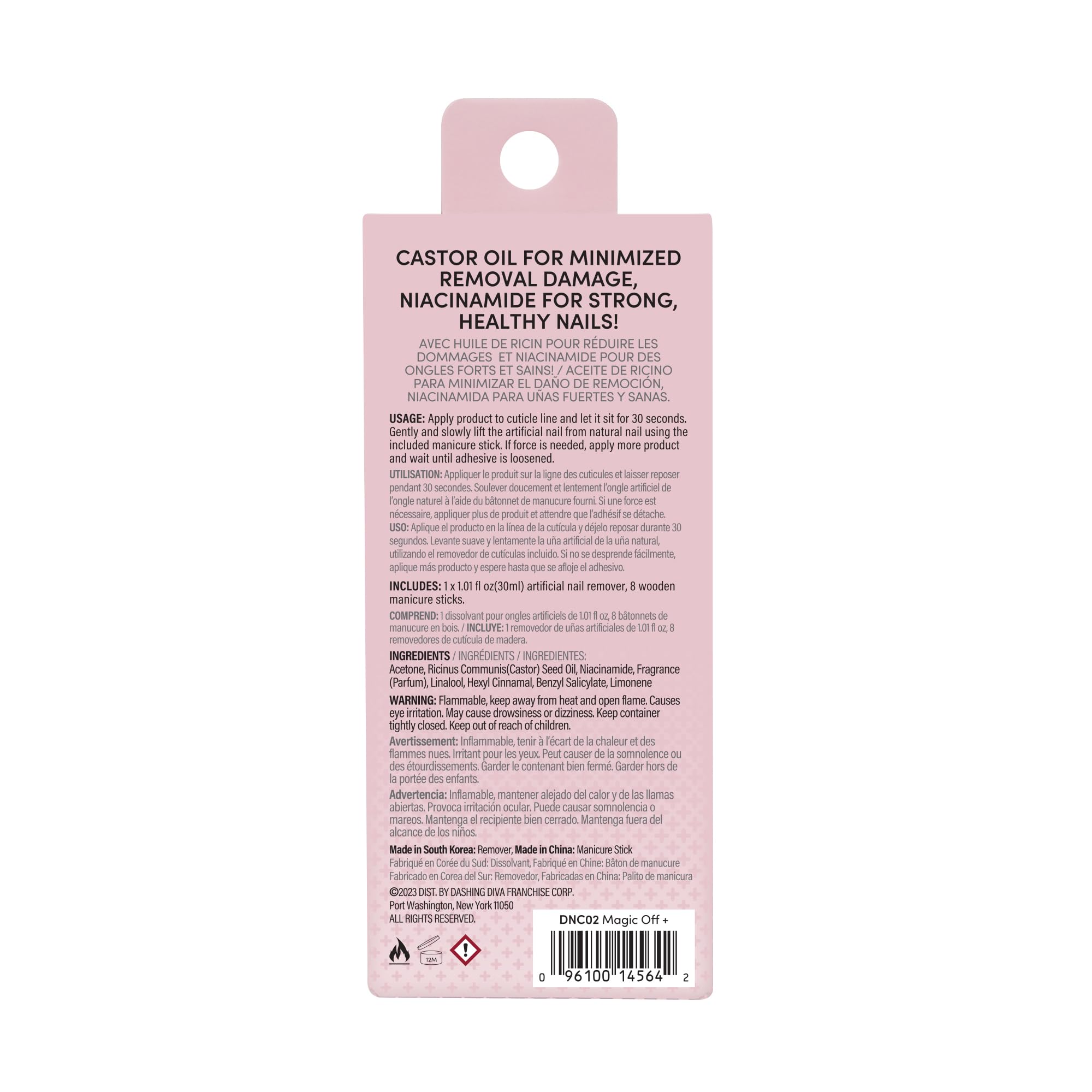 Dashing Diva Magic Off+ remover applied on nail to ease removal
