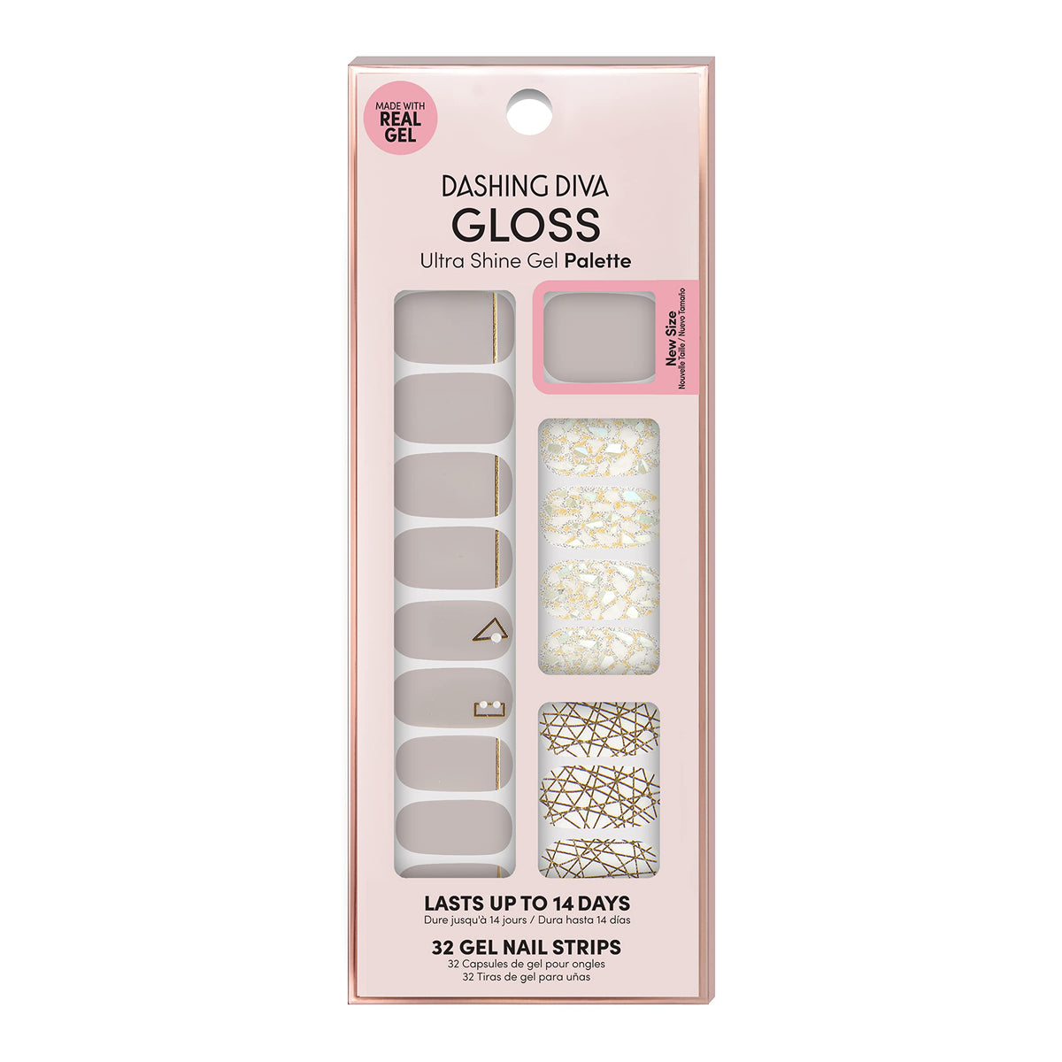Dashing Diva: ongles alignés avec gloss brillant et durable.