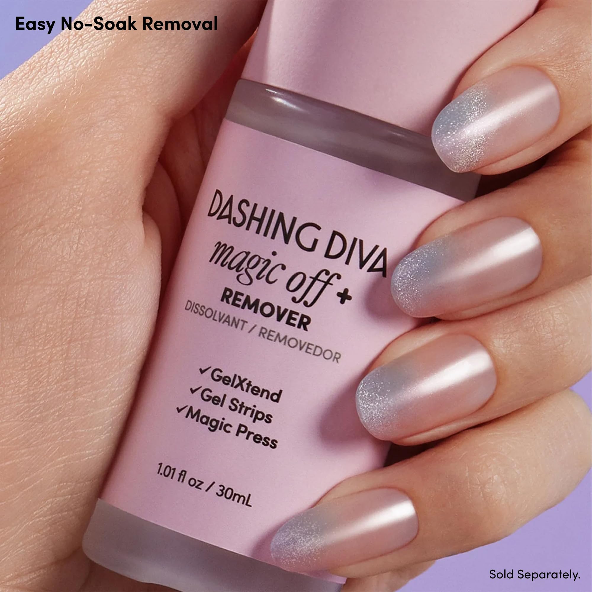 Dashing Diva retrait Magic Off : enlève facilement sans endommager les ongles.