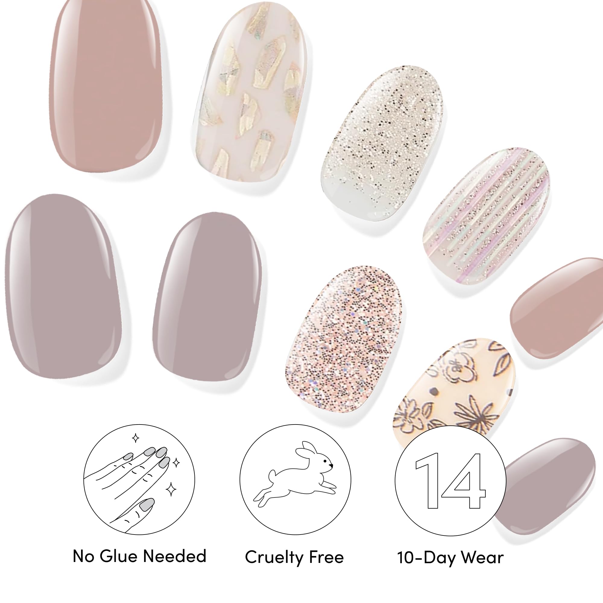 Texture gel brillante sur ongles Lavande Reves – effet glamour.