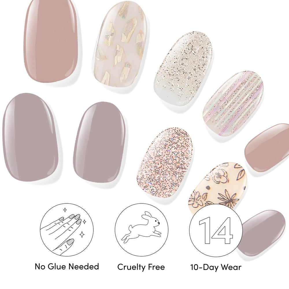 Texture gel brillante sur ongles Lavande Reves – effet glamour.