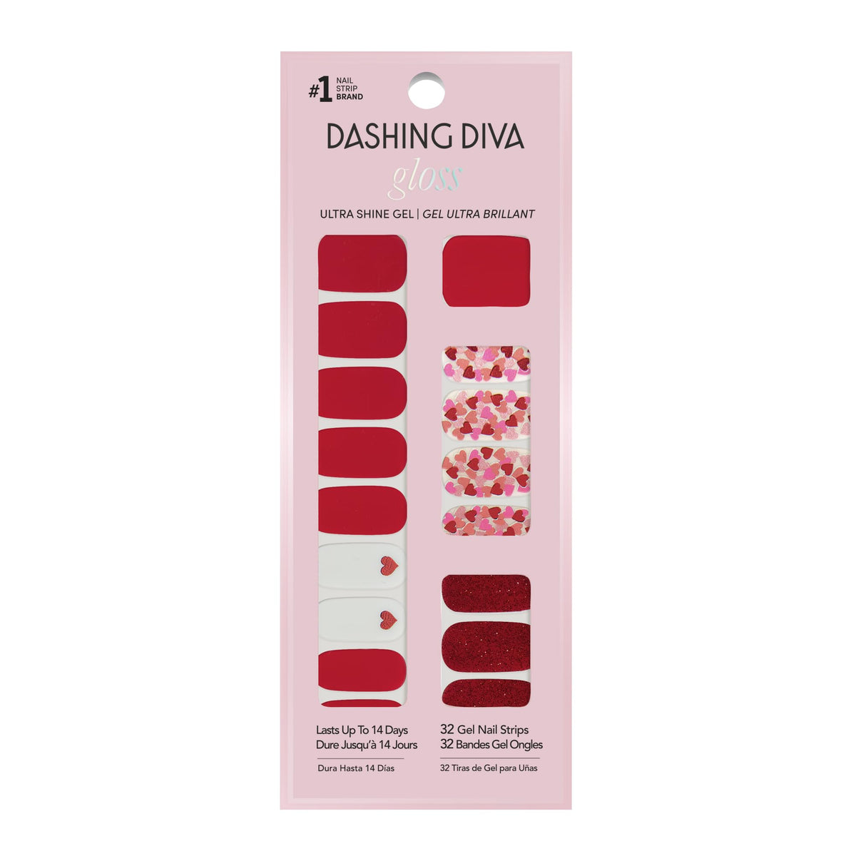 Bandes gloss Dashing Diva Valentine Girl Crush pour un fini brillant et net.
