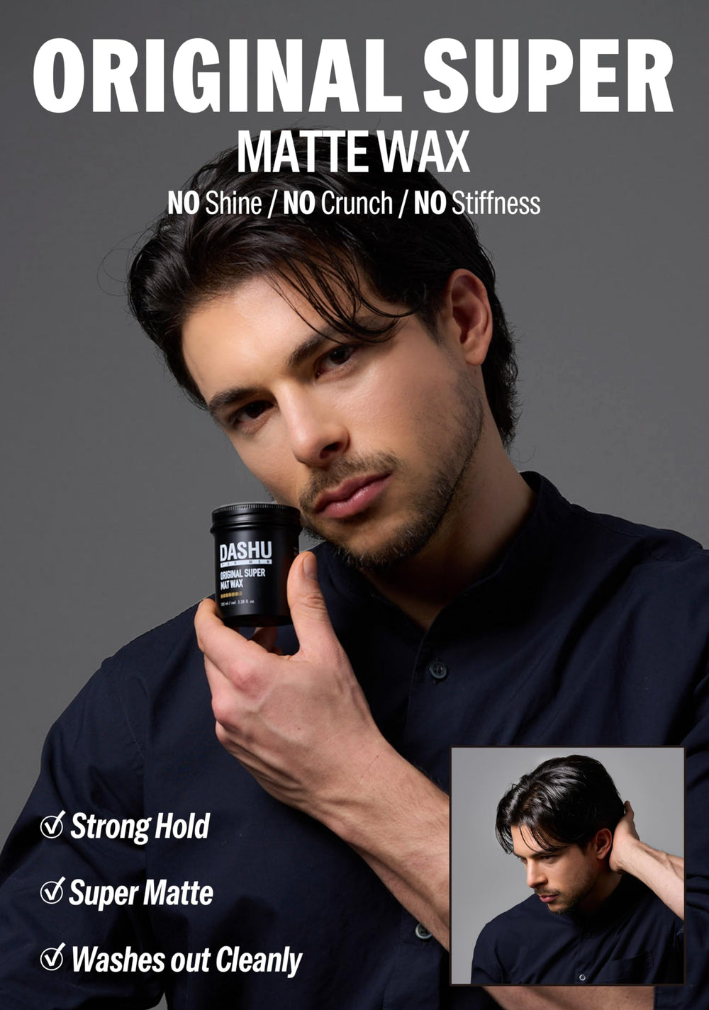 Dashu Cire Matte Premium Original — application facile pour styliser les cheveux.