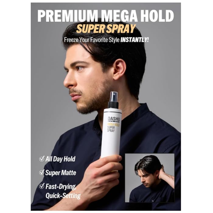 DASHU Mega Hold – brume fine pour une application homogène et rapide.