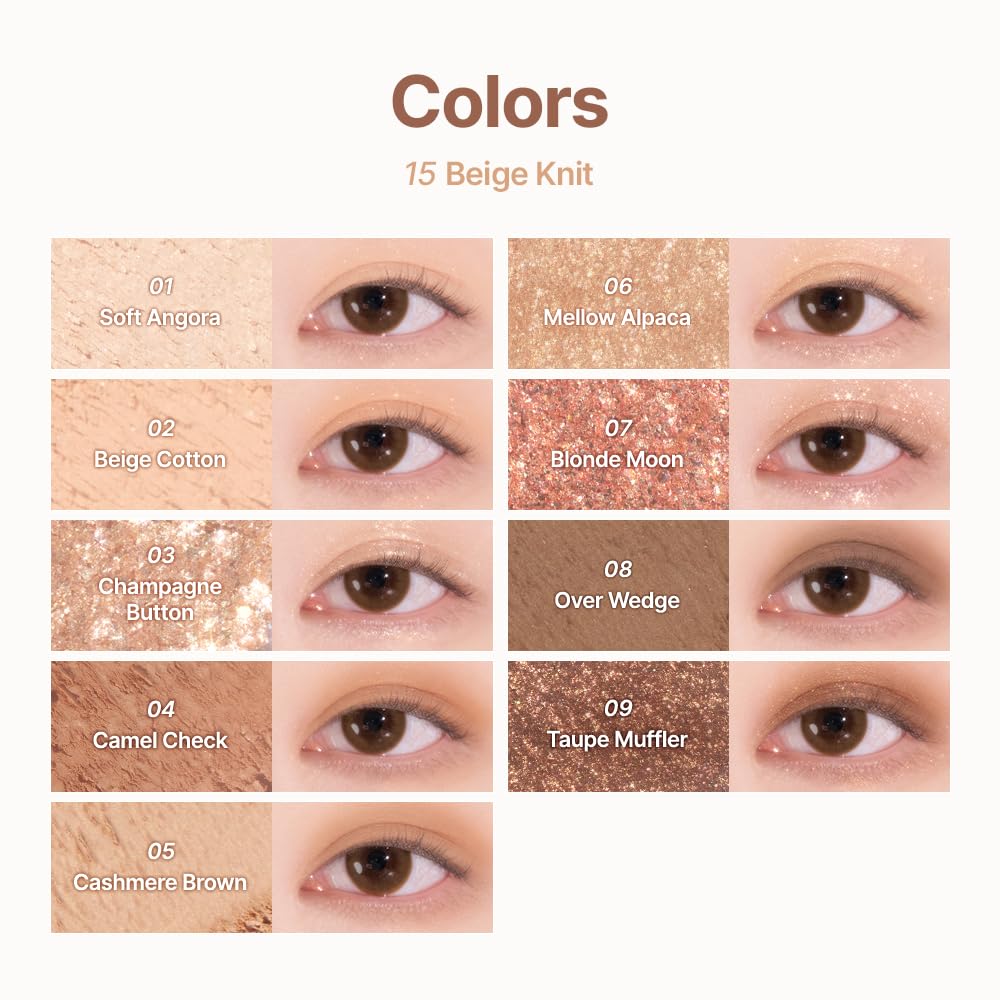 Texture ultra-lisse de la palette dasique n°15 Beige Knit pour une application fluide