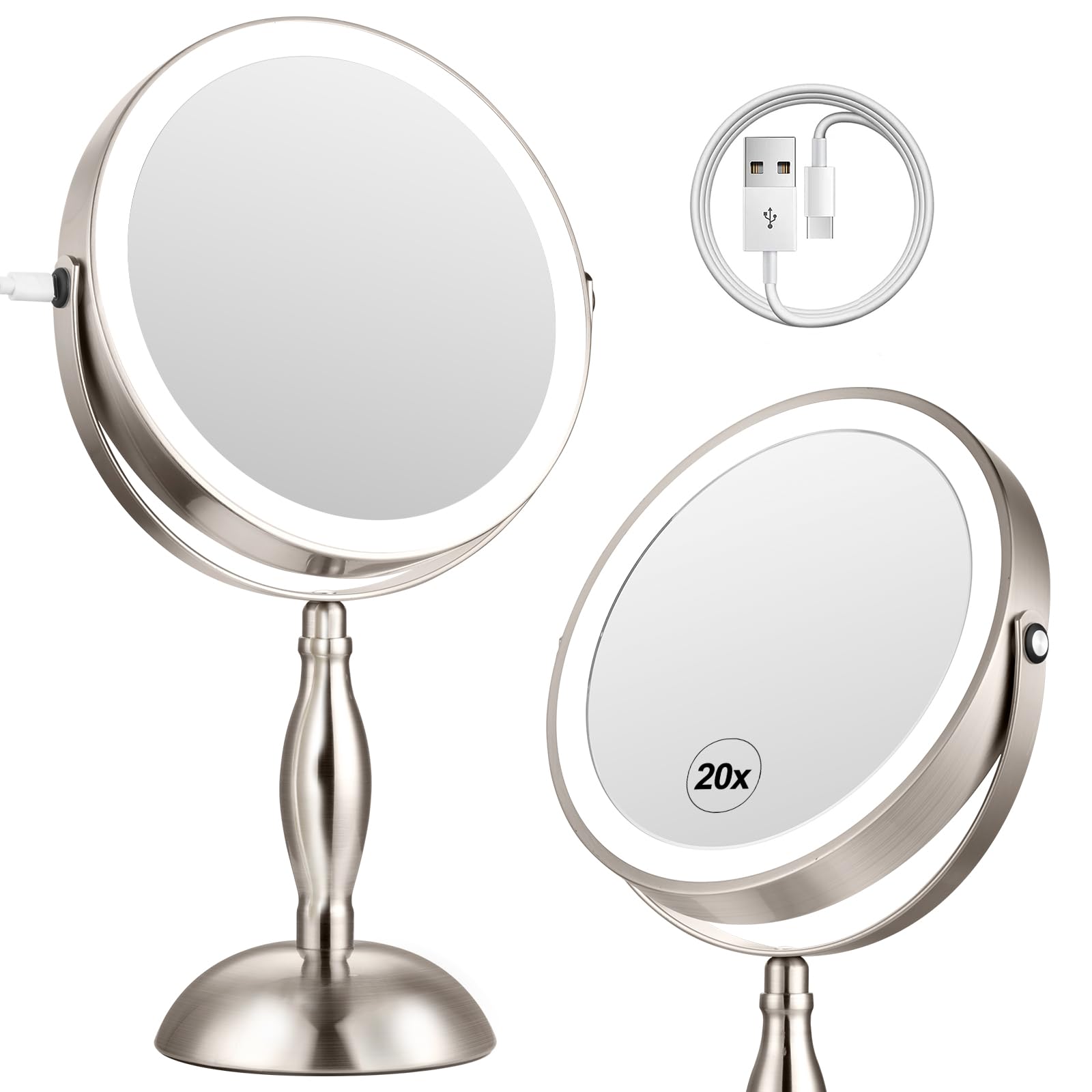 Miroir DASLAVA 20x avec lumière pour un maquillage précis