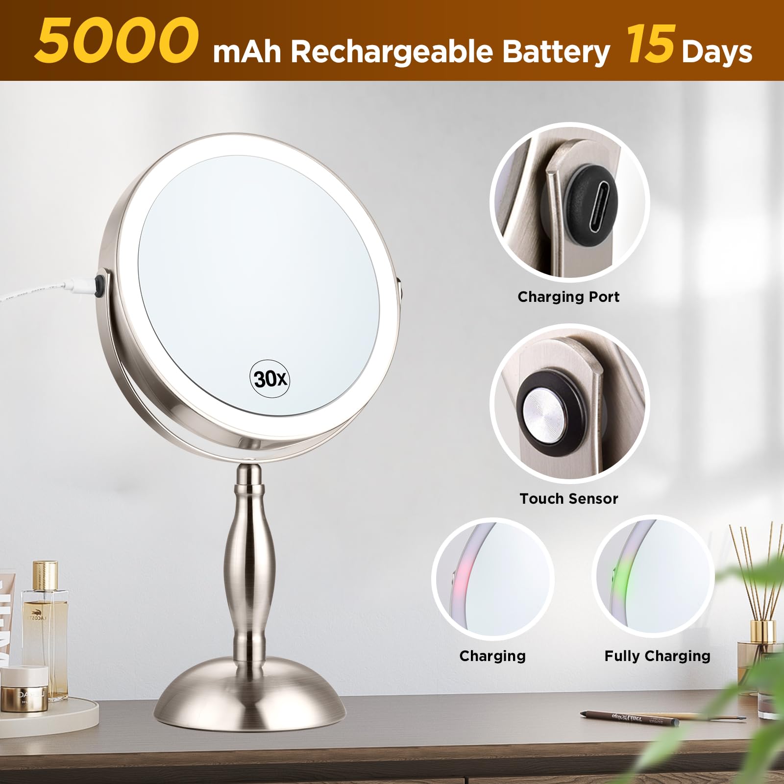 Miroir DASLAVA charge latérale pour un espace de travail propre.