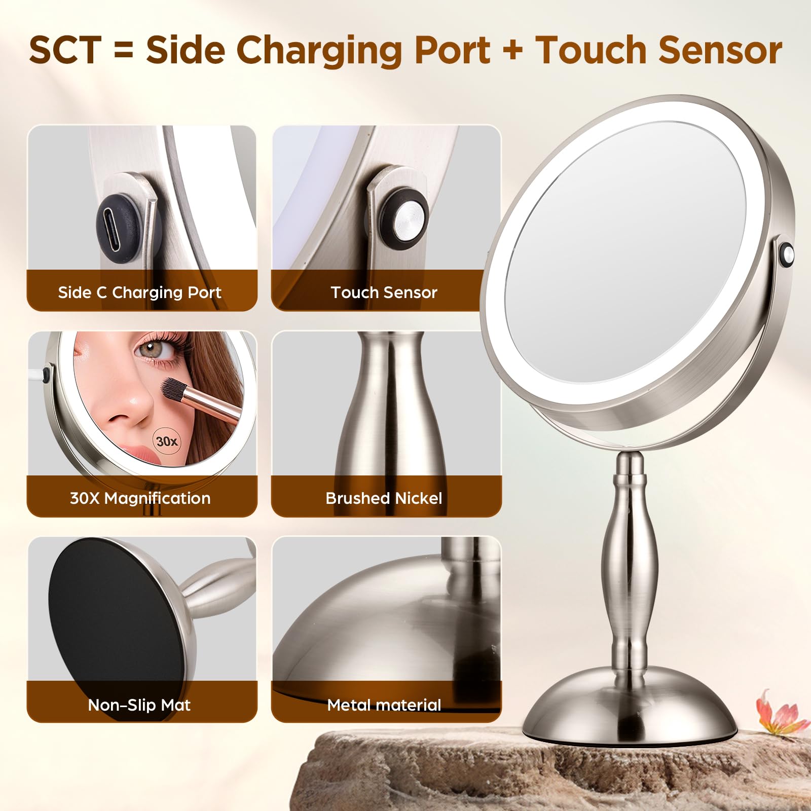 Miroir DASLAVA contrôle tactile latéral pour une utilisation pratique.