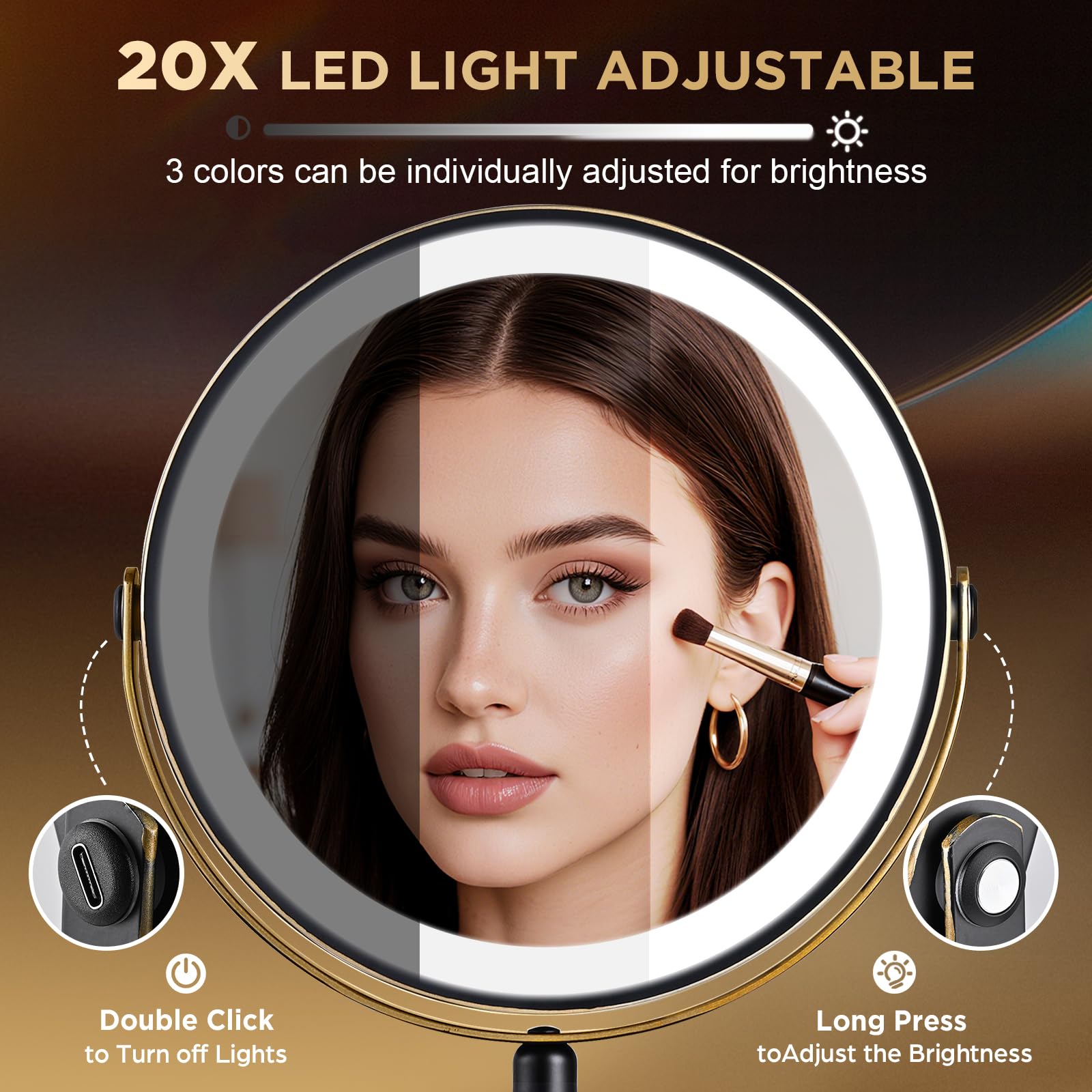 Recharge USB-C et autonomie prolongée du miroir DASLAVA.
