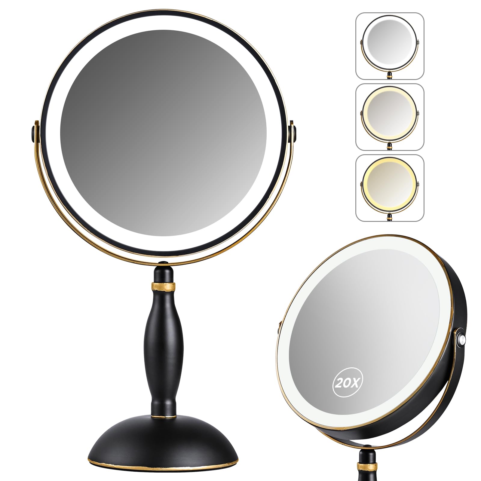 DASLAVA Miroir éclairé 20x pour un maquillage précis du visage.