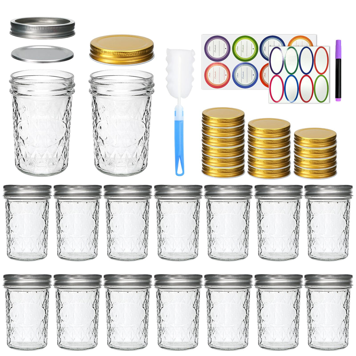 Datttcc bocal Mason 8oz en verre clair, parfait pour confitures maison et stockage durable.