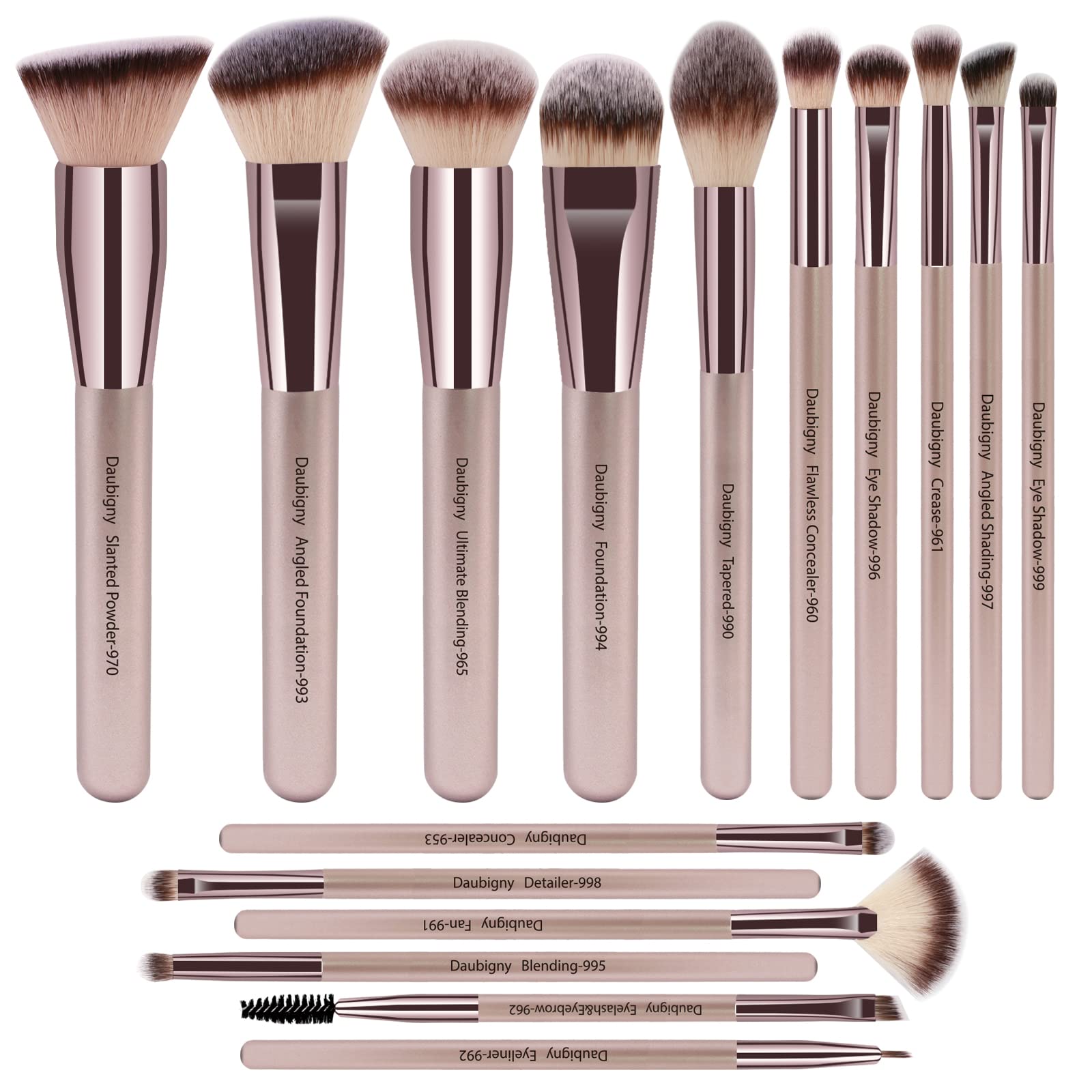 Ensemble Daubigny 16 pinceaux, application fluide du fond de teint et blush.