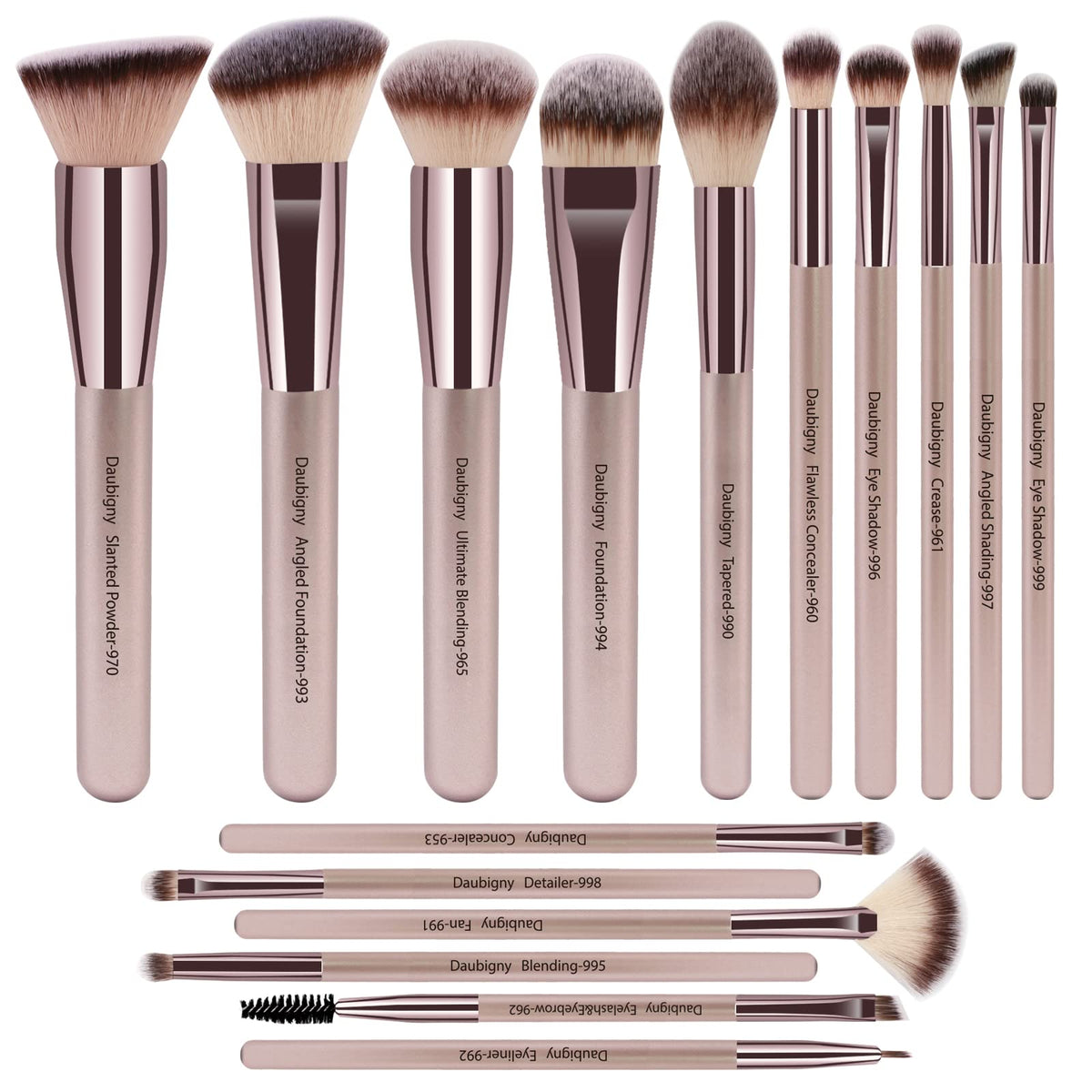 Ensemble Daubigny 16 pinceaux, application fluide du fond de teint et blush.